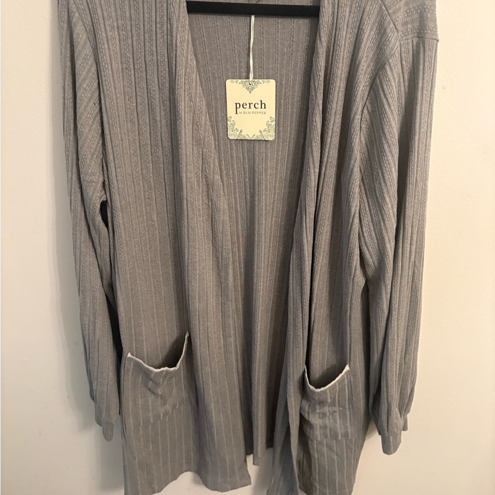 Nordstrom perch blu pepper Women's Light Gray Open Cardigan 3XL